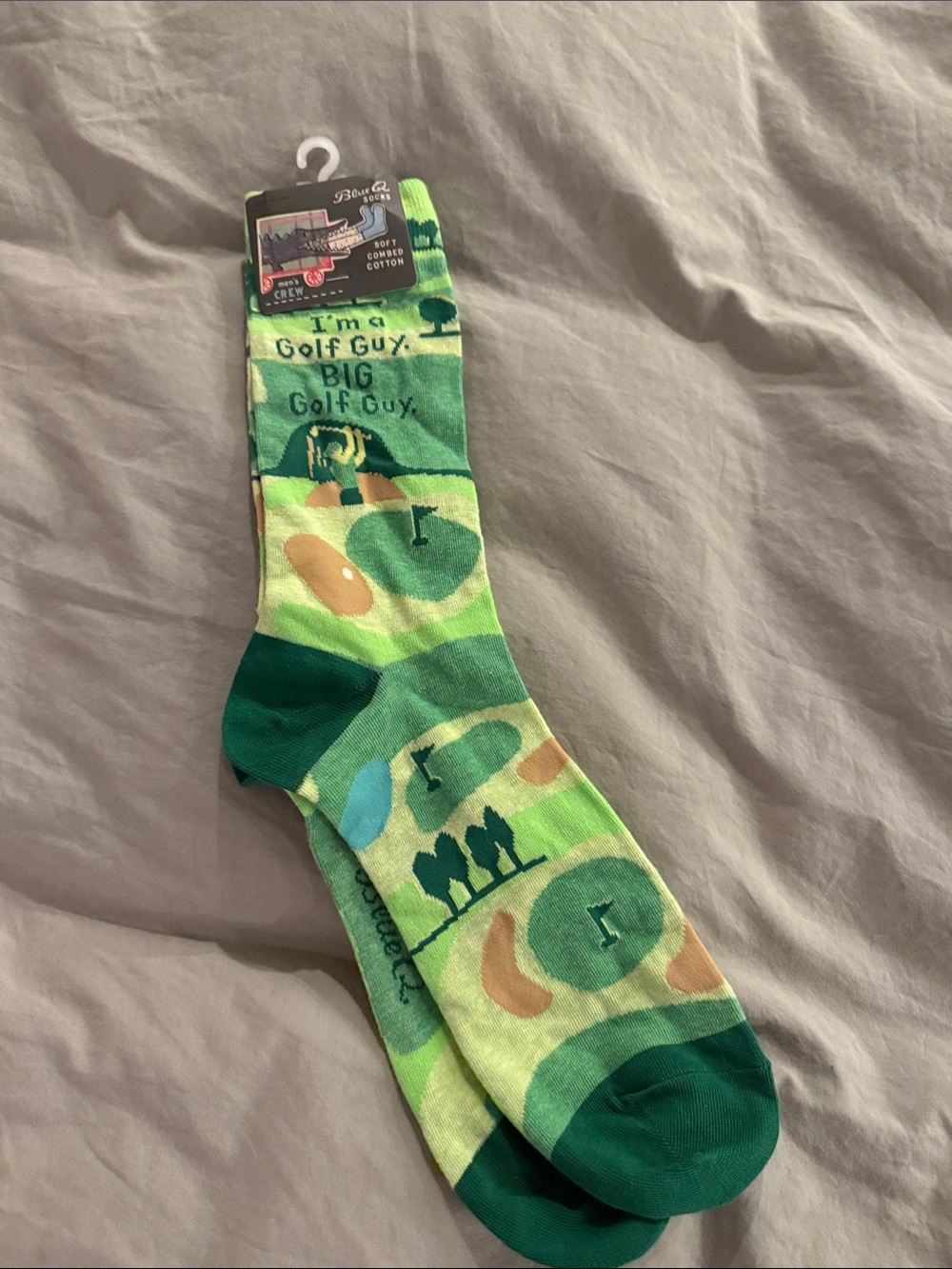 Blue Q Golf Novelty Crew Socks - Bright Green & Dark Green